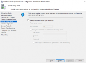 WSUS Configuration Wizard - Specify Proxy Server