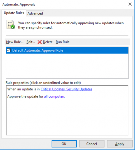 WSUS Automatic Approval Rule