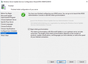 WSUS Configuration Wizard - Finished
