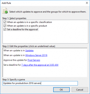 Creating New WSUS Approval Rule