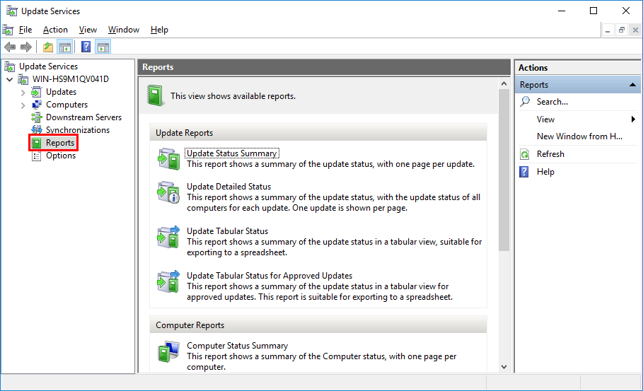 WSUS Console - Reports