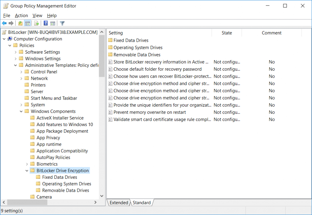 Configure BitLocker Group Policy Settings RootUsers