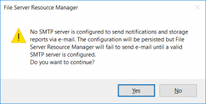 File Server Resource Manager FSRM SMTP Email Server