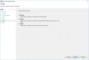 New Inbound Rule Wizard - Profile