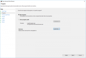 New Inbound Rule Wizard - Program
