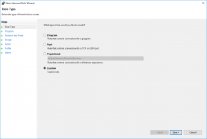 New Inbound Rule Wizard - Rule Type
