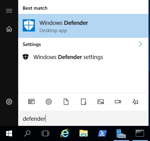 Start Search Windows Defender