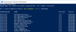 Windows Defender PowerShell cmdlets