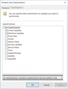 WSUS Products and Classifications