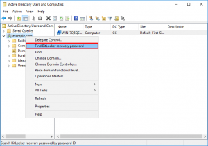 Active Directory search BitLocker recovery password