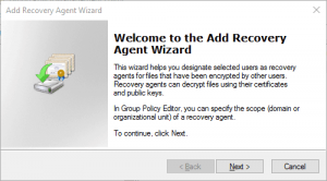 Add Recovery Agent Wizard