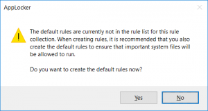 AppLocker Default Rules Warning