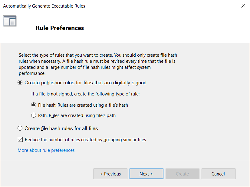 AppLocker Rule Preferences