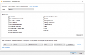 Auditing Entry for Global File SACL