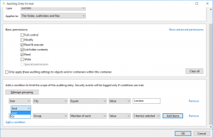 Auditing Entry Multiple Conditions