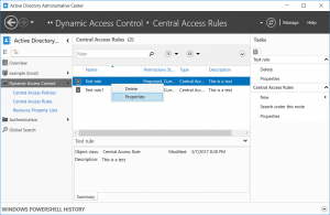 Central Access Rule Properties