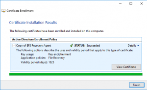 Certificate Installation Results