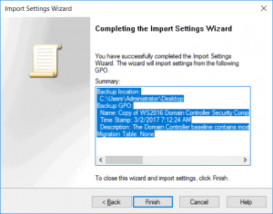 Complete Import GPO Wizard