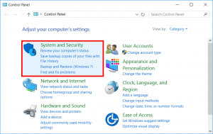 Control Panel System and Security