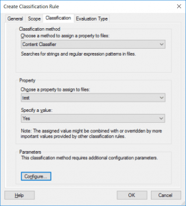 Create Classification Rule - Classification Tab