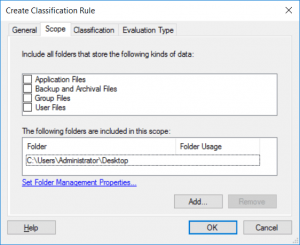 Create Classification Rule - Scope Tab