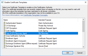 Enable Certificate Templates