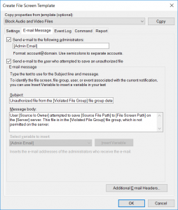 File Screen Template Email