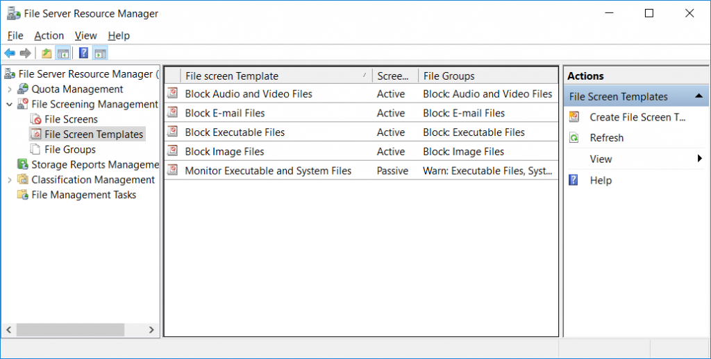 Configure File Screens for File Server Resource Manager (FSRM)