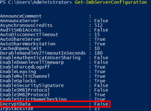 PowerShell Get-SmbServerConfiguration EncryptData