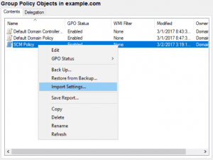 Import Group Policy Object
