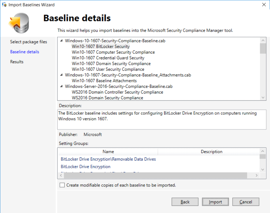 Microsoft Security Compliance Manager Baseline Details