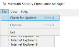 Microsoft Security Compliance Manager Check for Updates