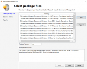 Microsoft Security Compliance Manager Select Package Files