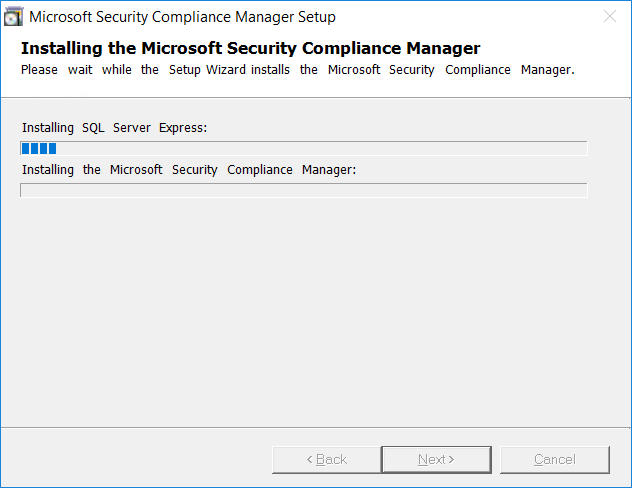 Microsoft Security Compliance Manager Install Progress