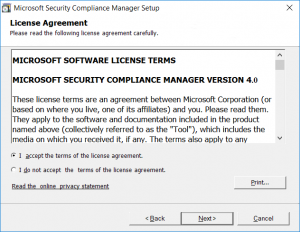 Microsoft Security Compliance Manager Setup License Agreement