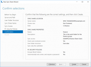 New Sync Share Wizard Confirm