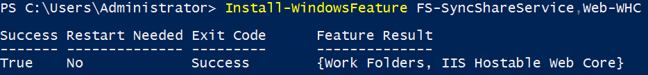 PowerShell Install-WindowsFeature FS-SyncShareService