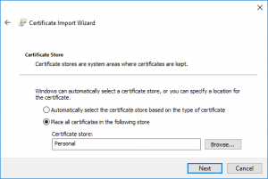 Select Certificate Store