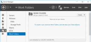 Server Manager Work Folders
