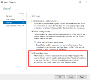 SMB Share Encrypt Data Access GUI