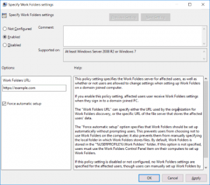 Specify Work Folders Settings