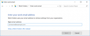Work Folders Setup Email Address