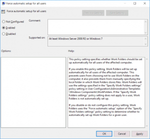 Work Folders Group Policy
