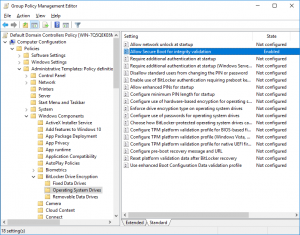 BitLocker group policy allow secure boot integrity validation