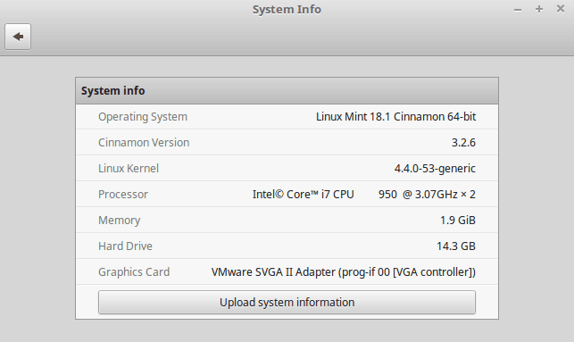  Información del sistema Linux Mint