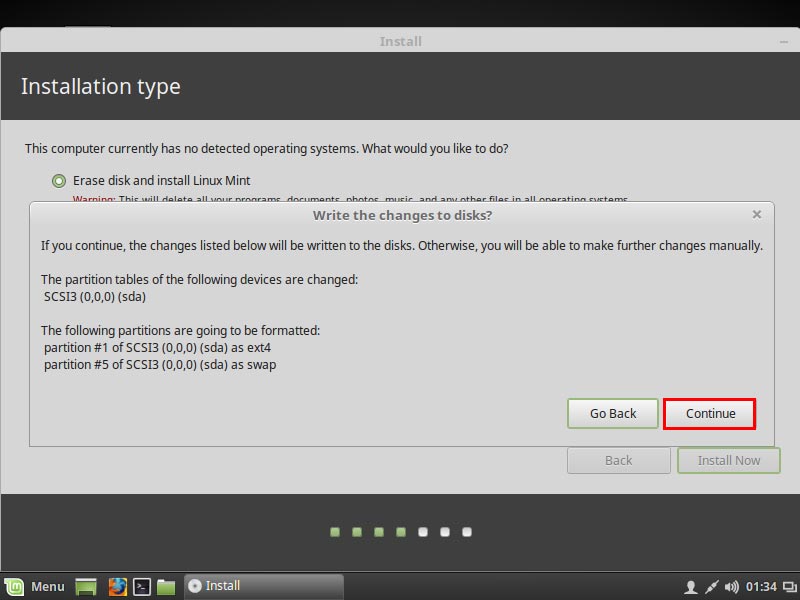 Linux Mint write changes to disk