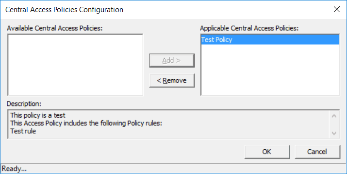 Central Access Policies Configuration
