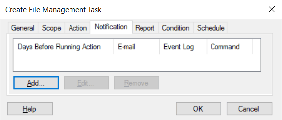 Create File Management Task - Notification Tab