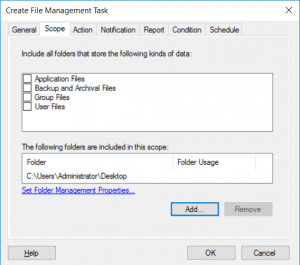 Create File Management Task - Scope Tab