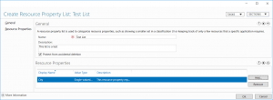 Create Resource Property List